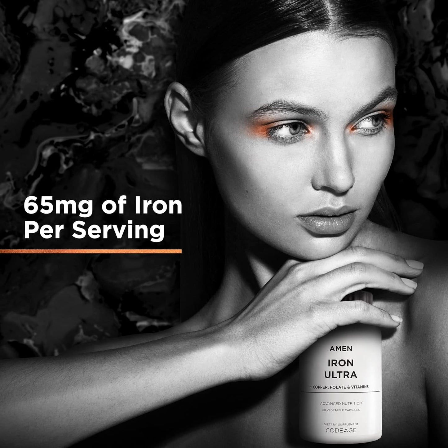 Amen Iron Ultra Supplement + Copper, Folate, Vitamin C and B12-2-Month Supply - Ferrous Sulfate Iron Vitamin - 65mg Per Serving - Folic Acid - Non-GMO Pills - 60 Capsules Nirvana Guru