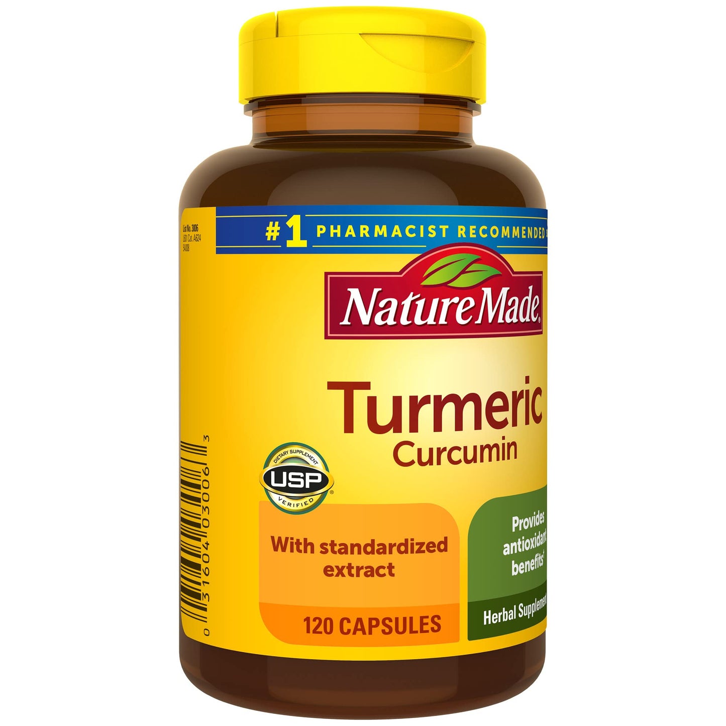 Nature Made Turmeric Curcumin 500 mg, Herbal Supplement for Antioxidant Support, 120 Capsules, 120 Day Supply - Nirvana Guru