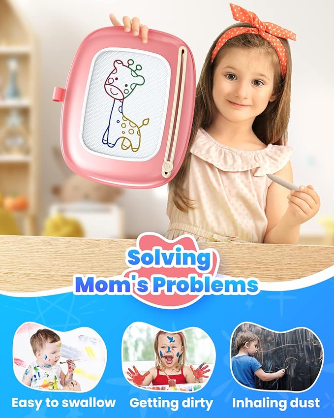Magnetic Drawing Board, Toddler Girl Toys for 1-2 Year Old, Doodle Board Pad Learning and Educational Kids Toys for 1 2 3 Year Old Baby Girl Birthday Christmas GIF- Pink Nirvana Guru