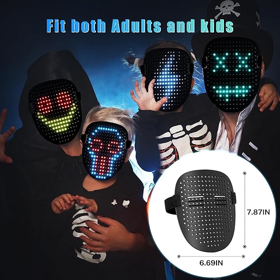 Mr.Pang LED Mask Light up Mask with Gesture Sensing, Cool Face Transforming Mask, Perfect Gifts for Halloween Christmas Birthday Cosplay Party Nirvana Guru