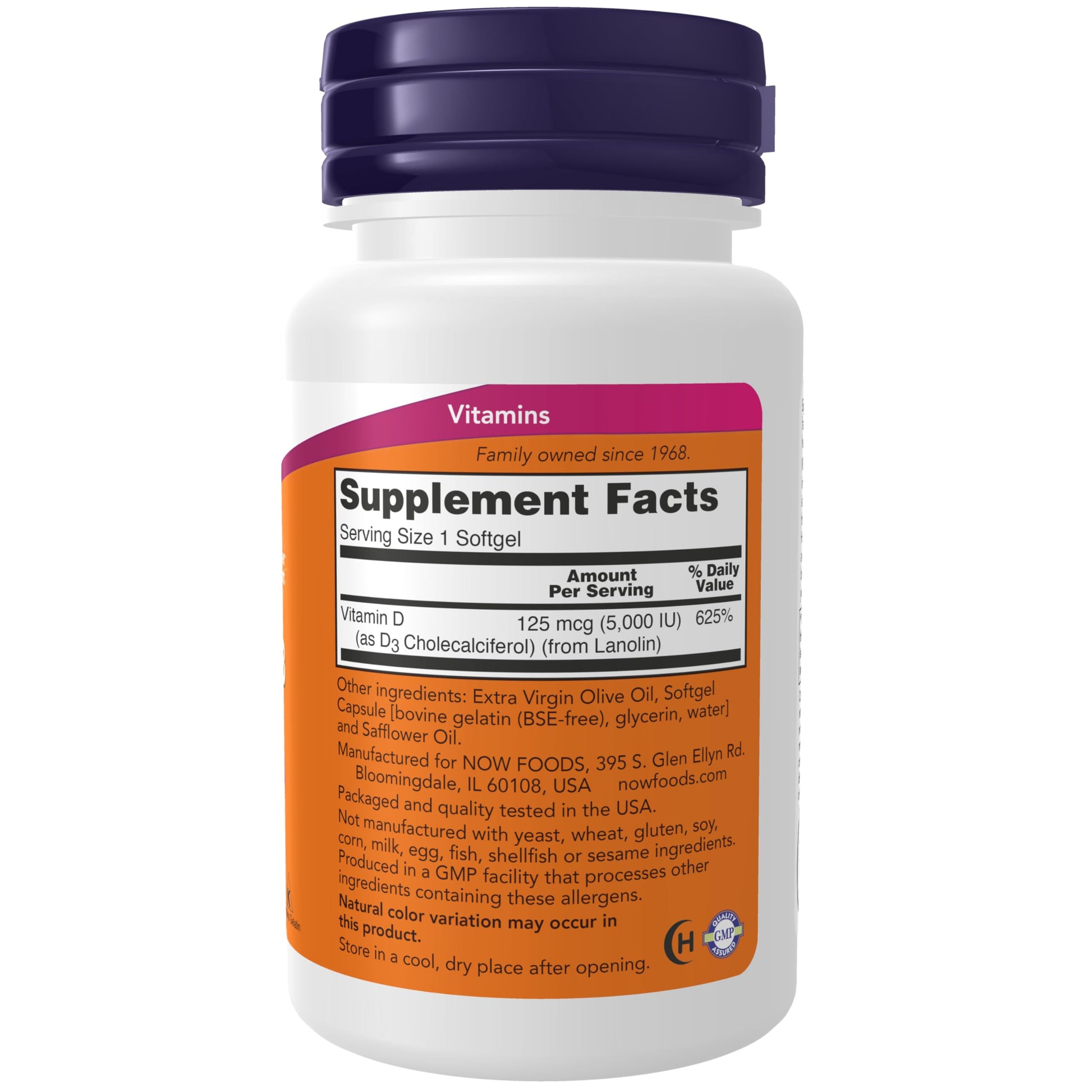 NOW Foods Supplements, Vitamin D-3 5,000 IU, High Potency, Structural Support*, 240 Softgels - Nirvana Guru