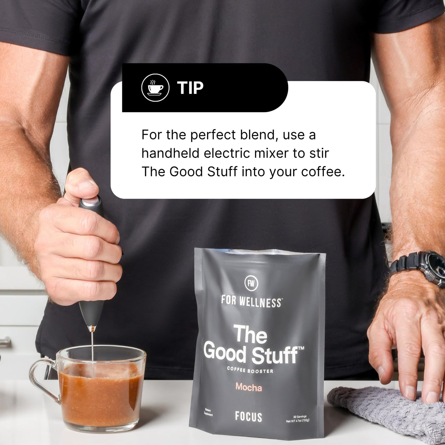For Wellness The Good Stuff™ Focus Blend (30 Servings Pouch), Non-Dairy Coffee Supplement – Stimulates Cognitive Function & Mental Clarity
