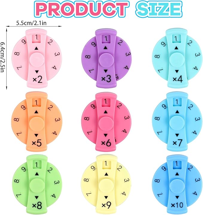 9 Pcs Math Fidget Spinners – Educational Fidget Toys for Kids | Learn Multiplication & Division with Math Spinner Game | Classroom Rewards & Home Learning nirvanaguru