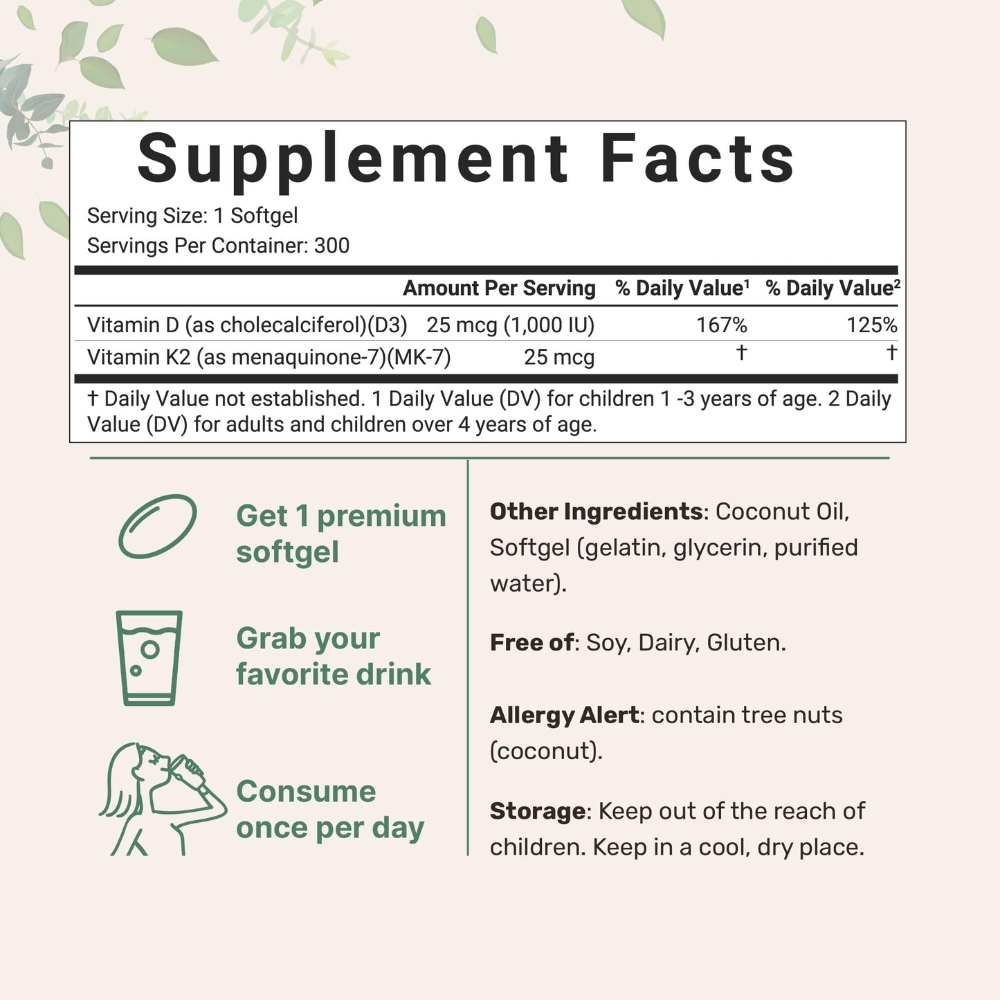Micro Ingredients Vitamin D3 10,000 IU + K2 MK-7 200 mcg, 300 Softgels | Virgin Coconut Oil | 2-in-1 Bone, Immune & Heart Support | Easy to Swallow, Non-GMO