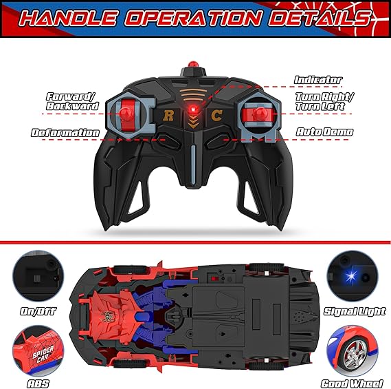 BLUEJAY Transform Rc Cars for Boys 4-7 8-12, 2.4Ghz Remote Control Car 1:18 Scale Transforming Robot, One-Button Deformation 360° Rotation Car Toy Gifts for Boys 3-5 nirvanaguru
