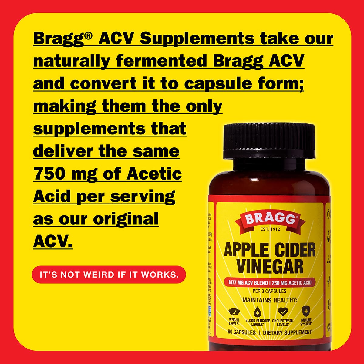 Bragg Apple Cider Vinegar Capsules with Vitamin D and Zinc - 90 Capsules - Supports The Immune System - Nirvana Guru