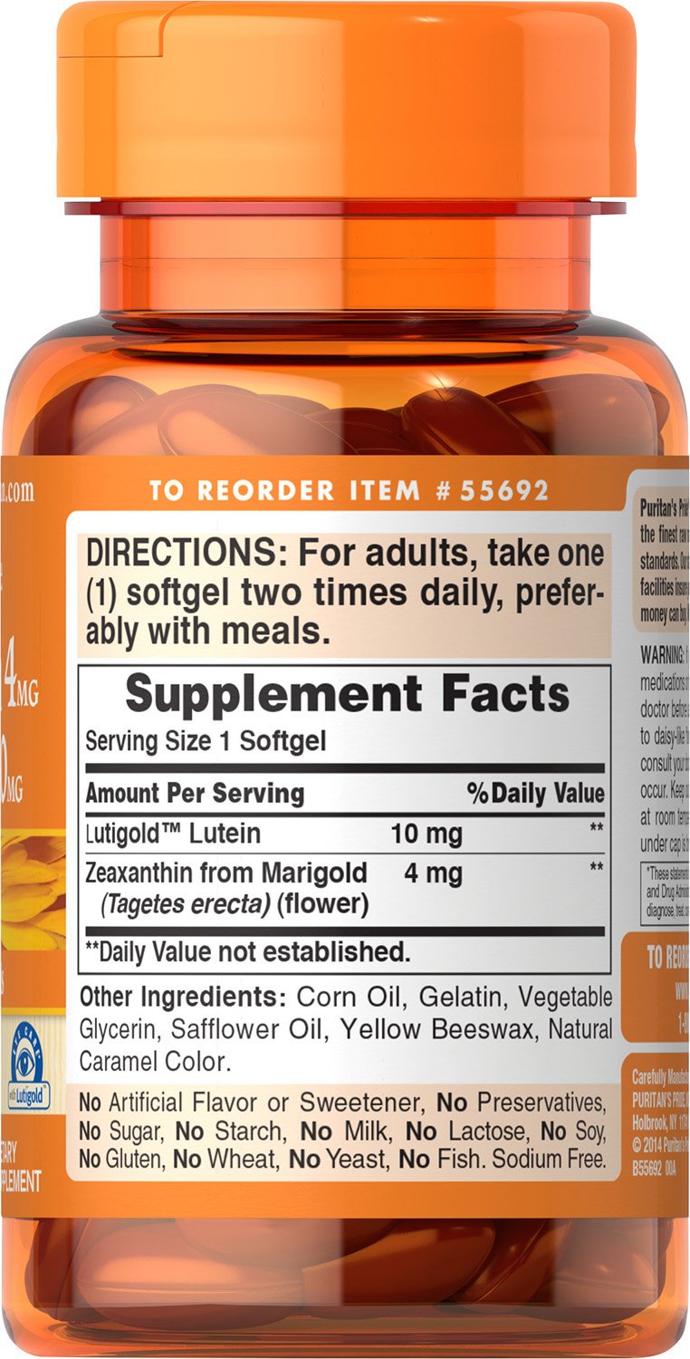 Puritan's Pride Premium Lutigold Lutein Carotenoid 40mg with Zeaxanthin for Men and Women, Dietary Supplement for Eye Health Support, 8 Month Supply, 120 Easy-to-Swallow Softgels Nirvana Guru