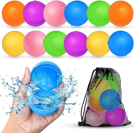 12Pcs Reusable Water Balloons, Pool Beach water Toys for Boys and Girls, Outdoor Summer Toys for Kids Ages 3-12 Nirvana Guru
