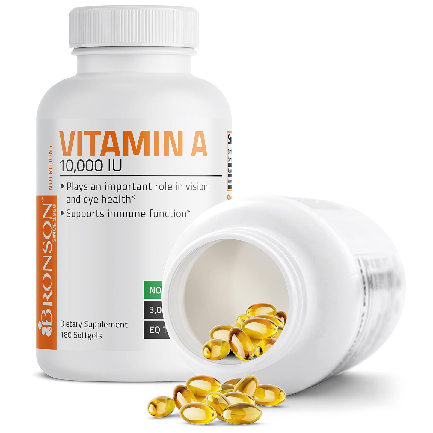 Bronson Vitamin A 10,000 IU Premium Non-GMO Formula Supports Healthy Vision & Immune System and Healthy Growth & Reproduction, 250 Softgels Nirvana Guru