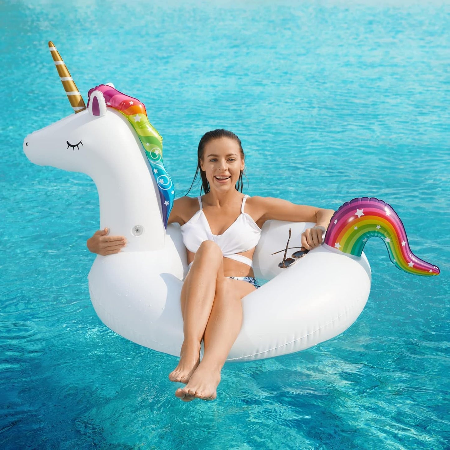 Inflatable Unicorn Flamingo Pool Floats - Jasonwell 2 Pack Pool Floaties Inflatables Rafts for Swimming Pool Tubes for Floating Lake Beach Floaty Swim Rings Pool Party Toys for Adults Kids Nirvana Guru