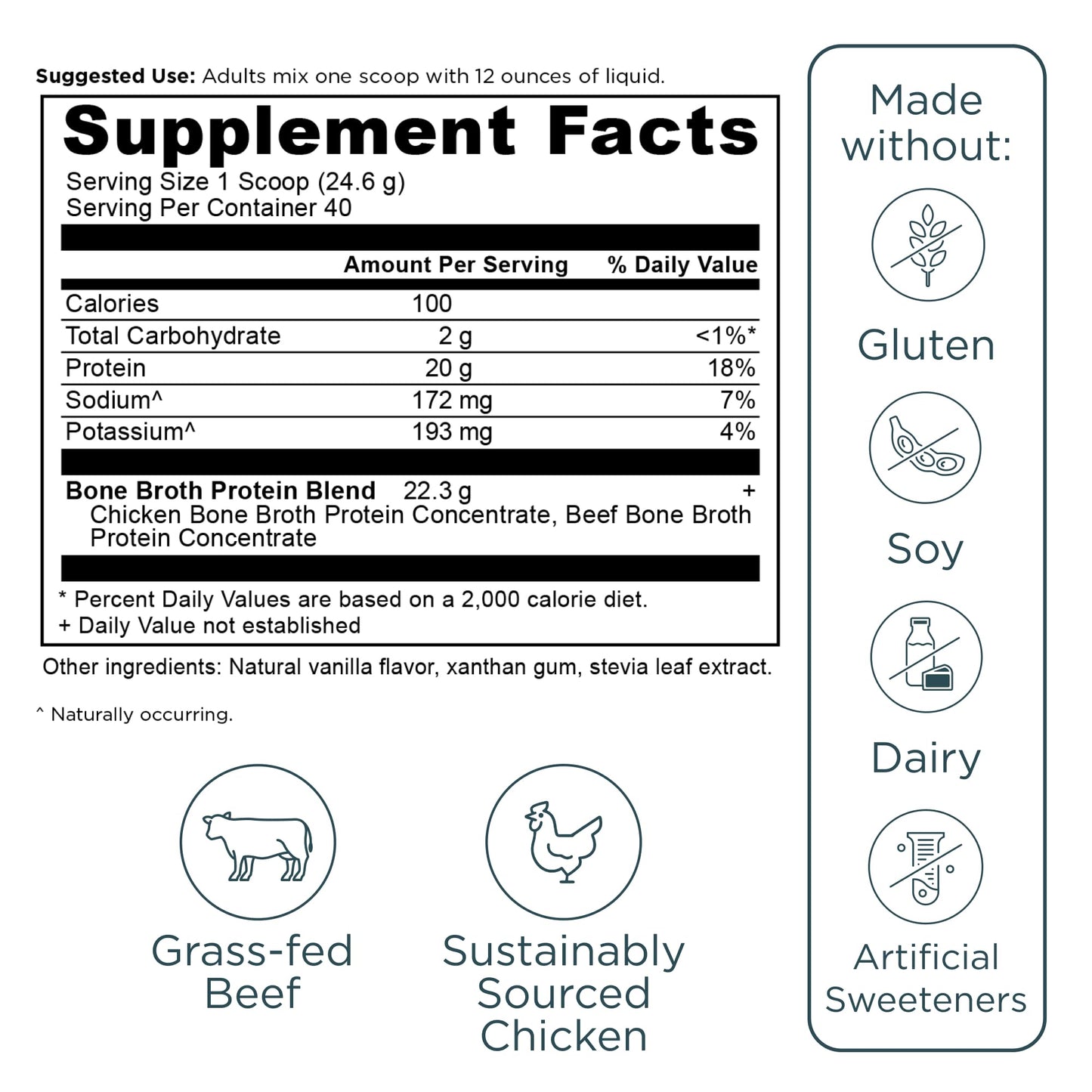 Ancient Nutrition Grass Fed, Cage Free, Bone Broth Protein Powder, 20g Protein, Hydrolyzed Collagen Peptides, Keto & Paleo Friendly, Supports Joint, Gut Health, Vanilla, 40 Servings - Nirvana Guru