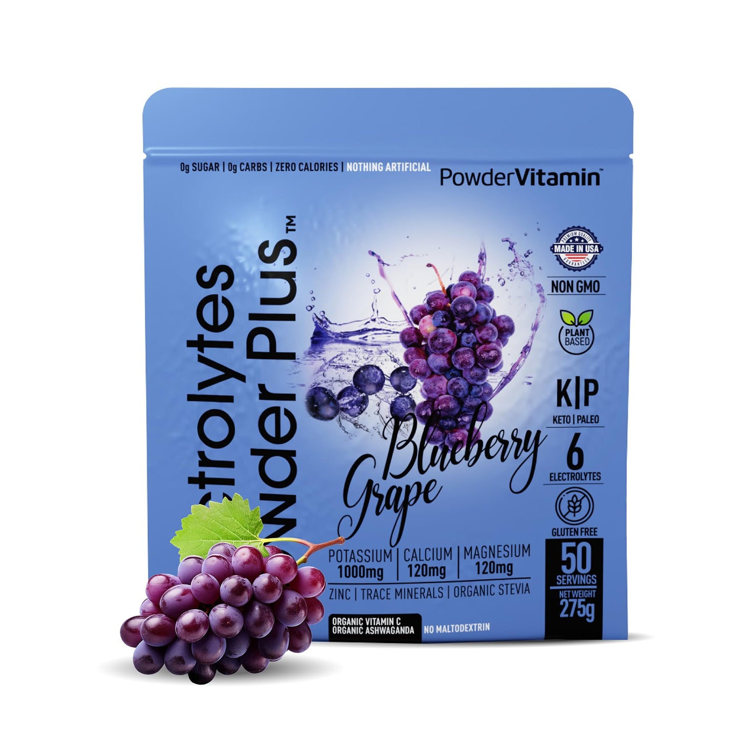 PowerVitamin Lemonade Electrolytes Powder No Sugar for Daily Energy - Keto Electrolytes - Hydration Powder with 1000mg Potassium, 120mg Calcium, Magnesium, Organic Vitamin C, 100 Servings