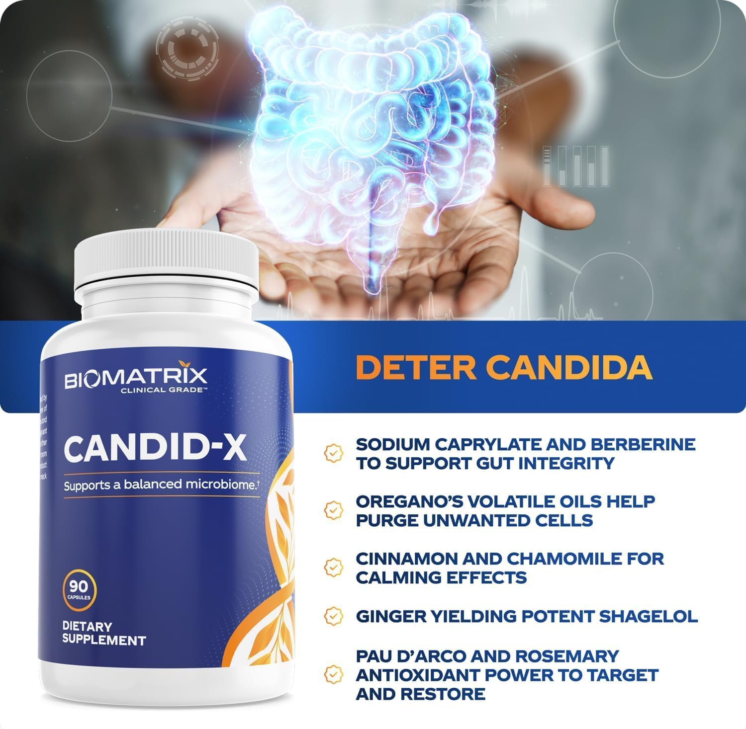 BioMatrix Candid-X Gut Cleanse with Berberine, Oregano, Sodium Caprylate, Chamomile, Ginger, PAU D'arco, Digestive Supplement for Men and Women | 90 Capsules Nirvana Guru