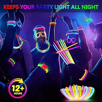 BUDI 467Pcs Glow Sticks - Halloween Party Favors Glow in the Dark Party Supplies for Kids Adults 4th of July Accessories Neon Decors Glowsticks Bulk 8 Inch & Connectors Necklace Bracelet Glasses nirvanaguru
