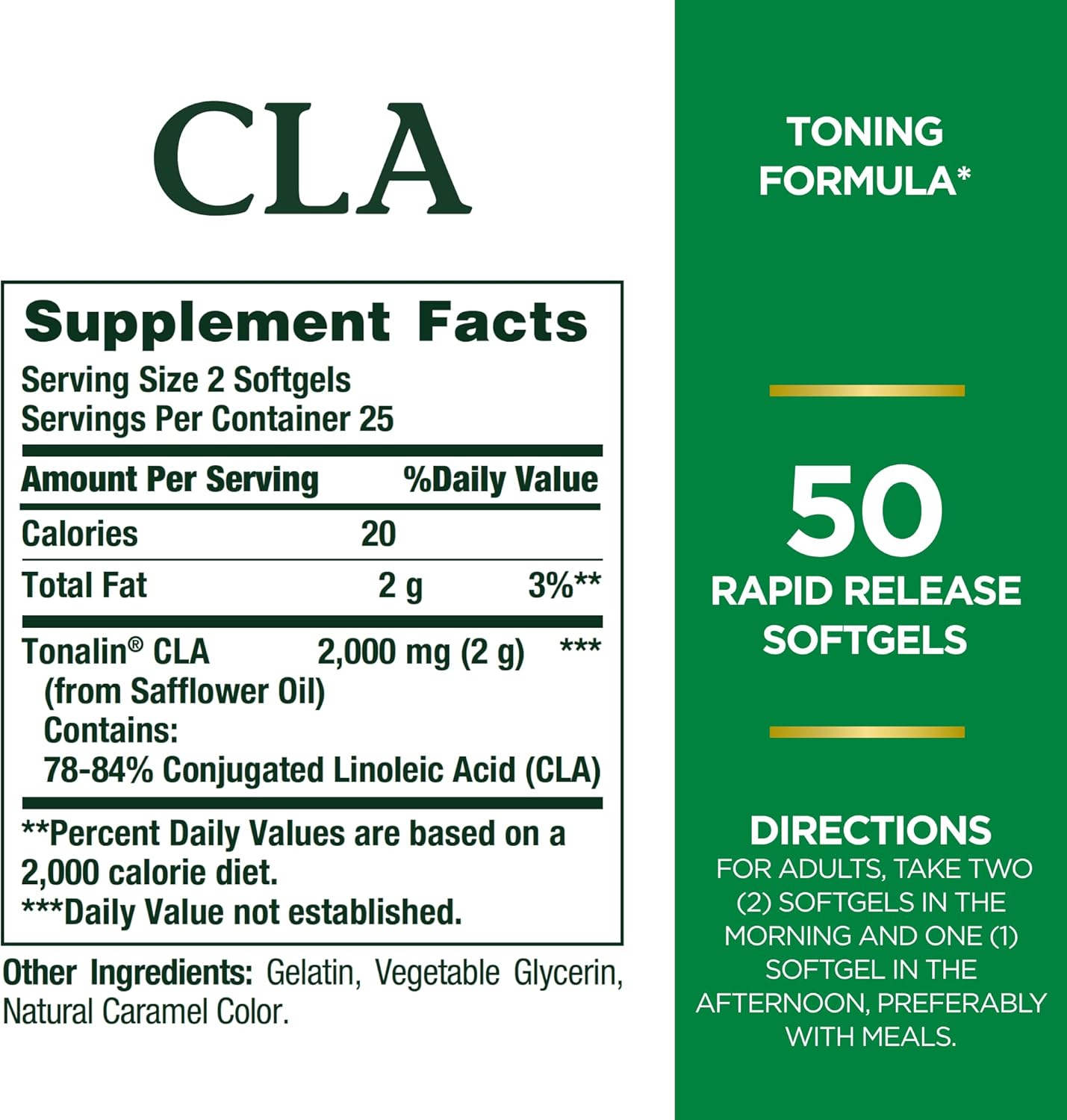 Nature's Bounty Tonalin Pills and Dietary Supplement, Diet and Body Support, 1000 mg, 50 Rapid Release Softgels - Nirvana Guru