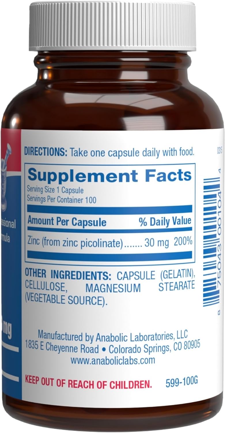 Chelated Zinc Picolinate 30mg - Clinically Formulated High Potency Zinc Supplement for Women & Men for Healthy Skin Bone & Immune System Support - Vegan Non-GMO & Easy to Swallow - 100 Servings Nirvana Guru