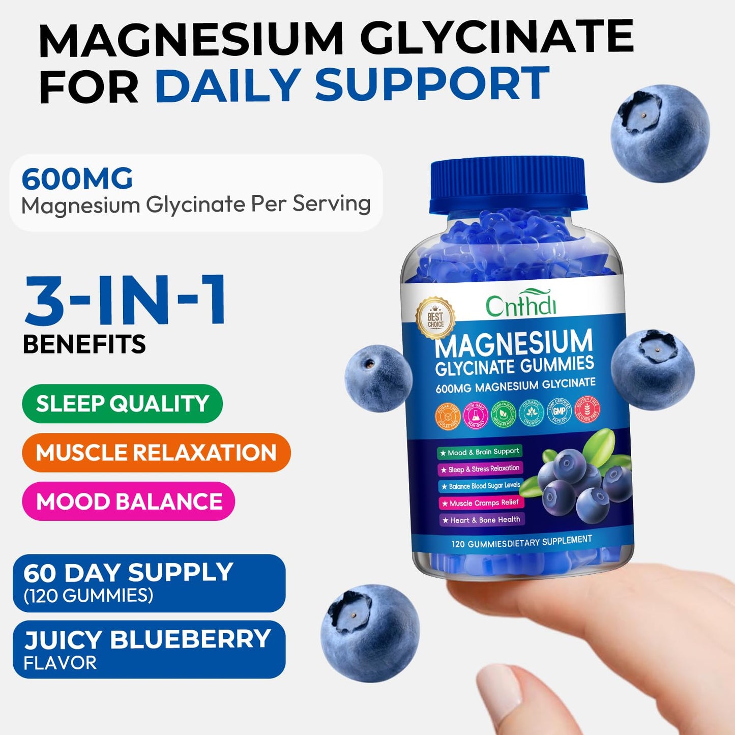 Magnesium Glycinate Gummies 600mg, High Absorption Magnesium Gummies with L-Threonate, Calcium, Vitamin B6, D3, Sugar Free Chews for Adults & Kids Relaxation, Stress Relief, Night Rest Nirvana Guru