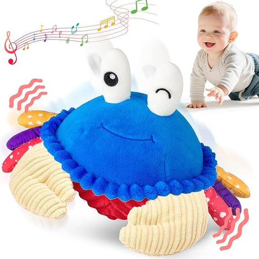 Baby Toys 12-18 Months, Musical Crawling Crab Plush Toy - 40 Songs & Recording Feature, Dancing Walking Moving Bouncing Tummy Time Toy, Sensory Toys for Toddlers 1-3, Birthday Gifts for Infants nirvanaguru