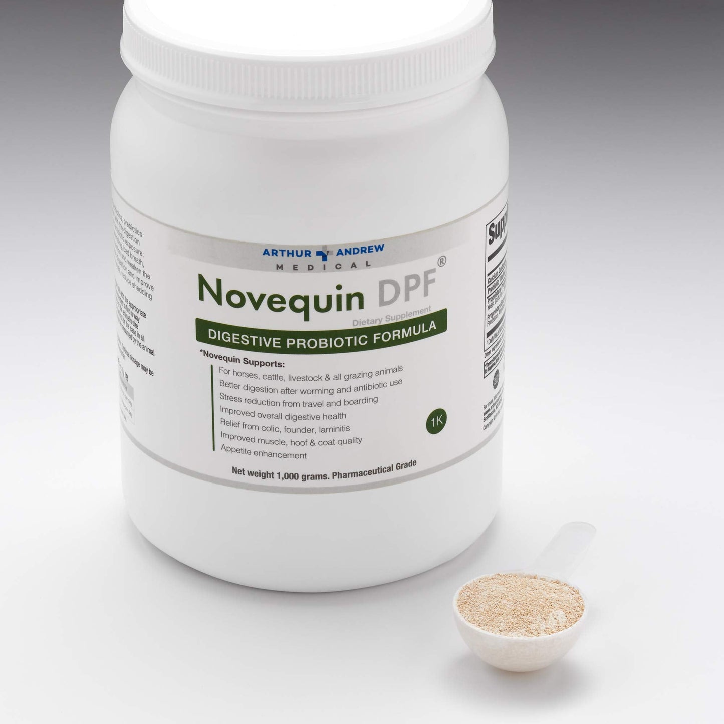 Arthur Andrew Medical, Novequin DPF, Digestive Probiotic Formula for Large Animals, Prebiotics, Probiotics, and Enzymes, Non-GMO, 1000 Grams Nirvana Guru