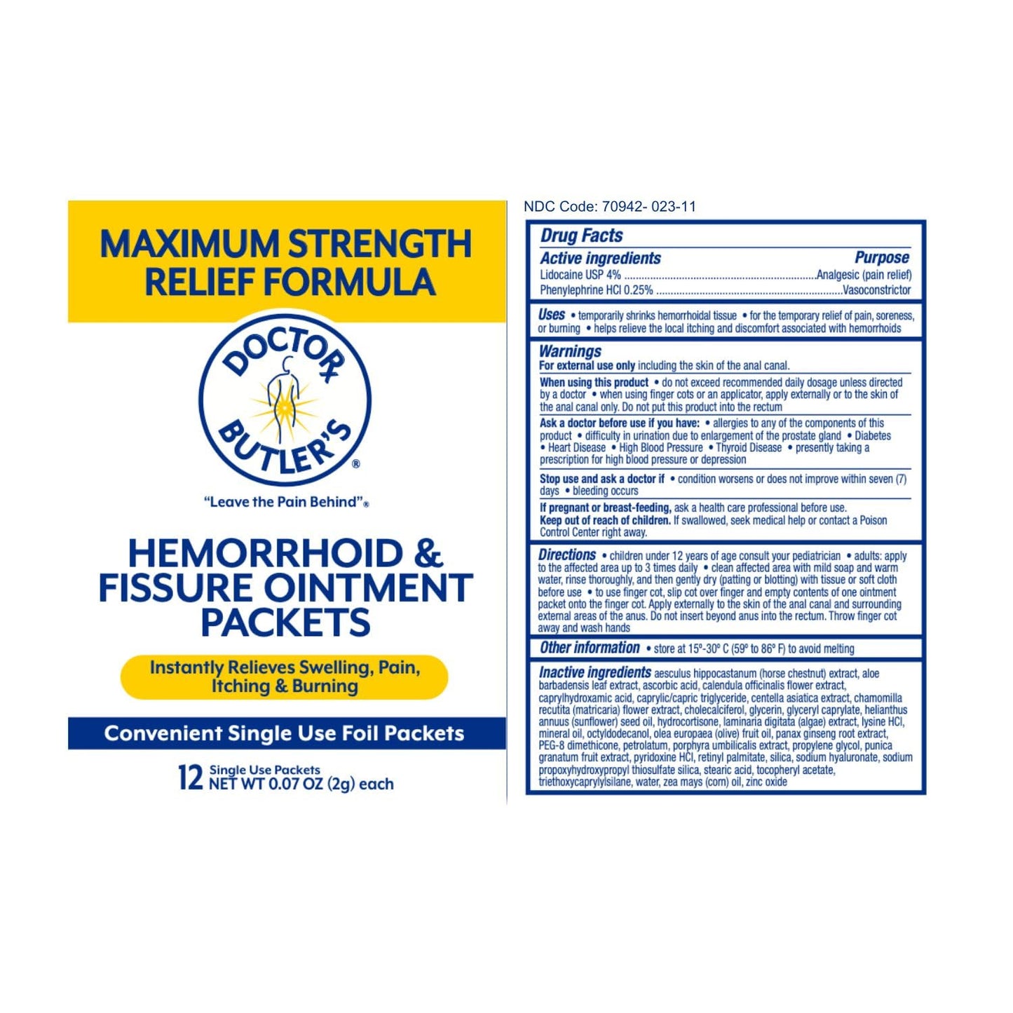 Doctor Butler’s Hemorrhoid & Fissure Ointment – Hemorrhoid Treatment and Hemorrhoid Cream with Lidocaine and Phenylephrine HCI for Fast Acting Relief of Pain, Swelling, Discomfort, and Itching (1 oz.)