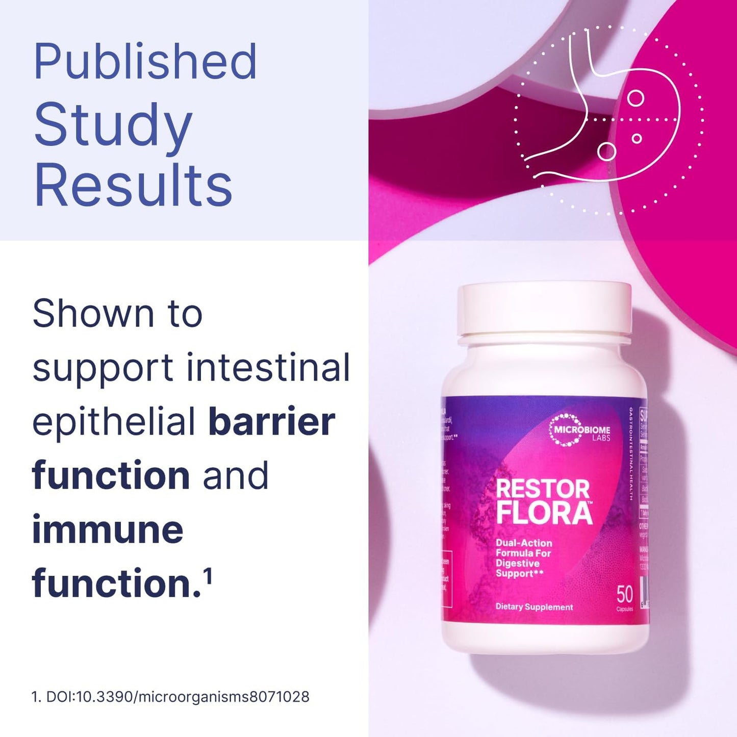 Microbiome Labs Restorflora Probiotics for Digestive Health - Gut Health Supplements with Dual Action Probiotics for Women, Men & Kids 5+ - Support Bowel Regularity & Immune Function (50 Capsules) - Nirvana Guru