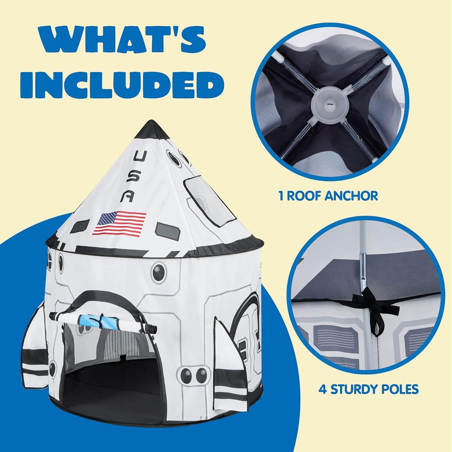 JOYIN Rocket Ship Play Tent Pop up Play Tent Kids Indoor Outdoor Spaceship Playhouse Tent Set Nirvana Guru