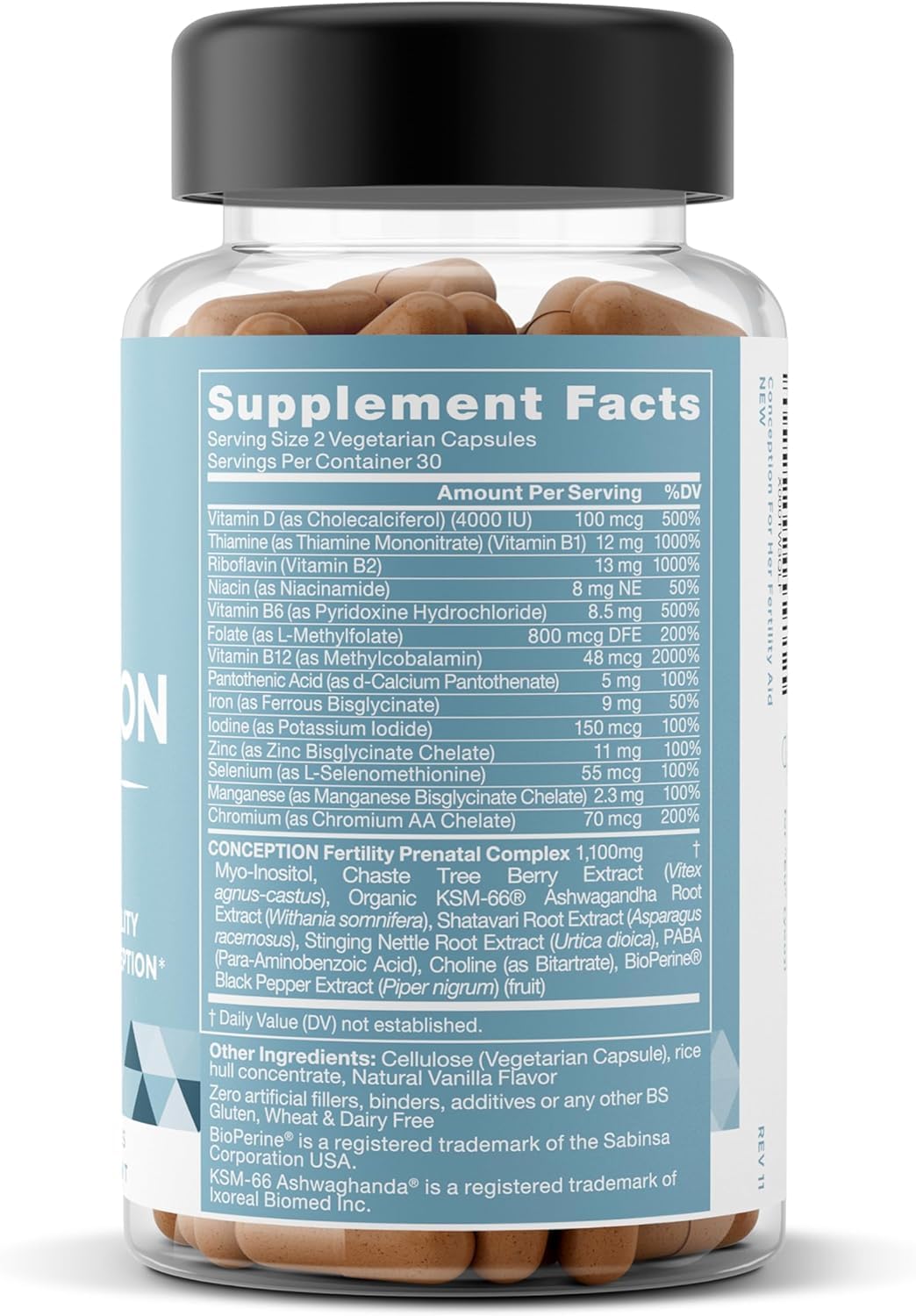 Conception Fertility Supplements for Women – Aids Ovulation, Hormonal Balance, & Regular Cycles – Prenatal Vitamin Support with Myo-Inositol, Folate, Folic Acid, Vitex – 60 Vegetarian Soft Capsules Nirvana Guru