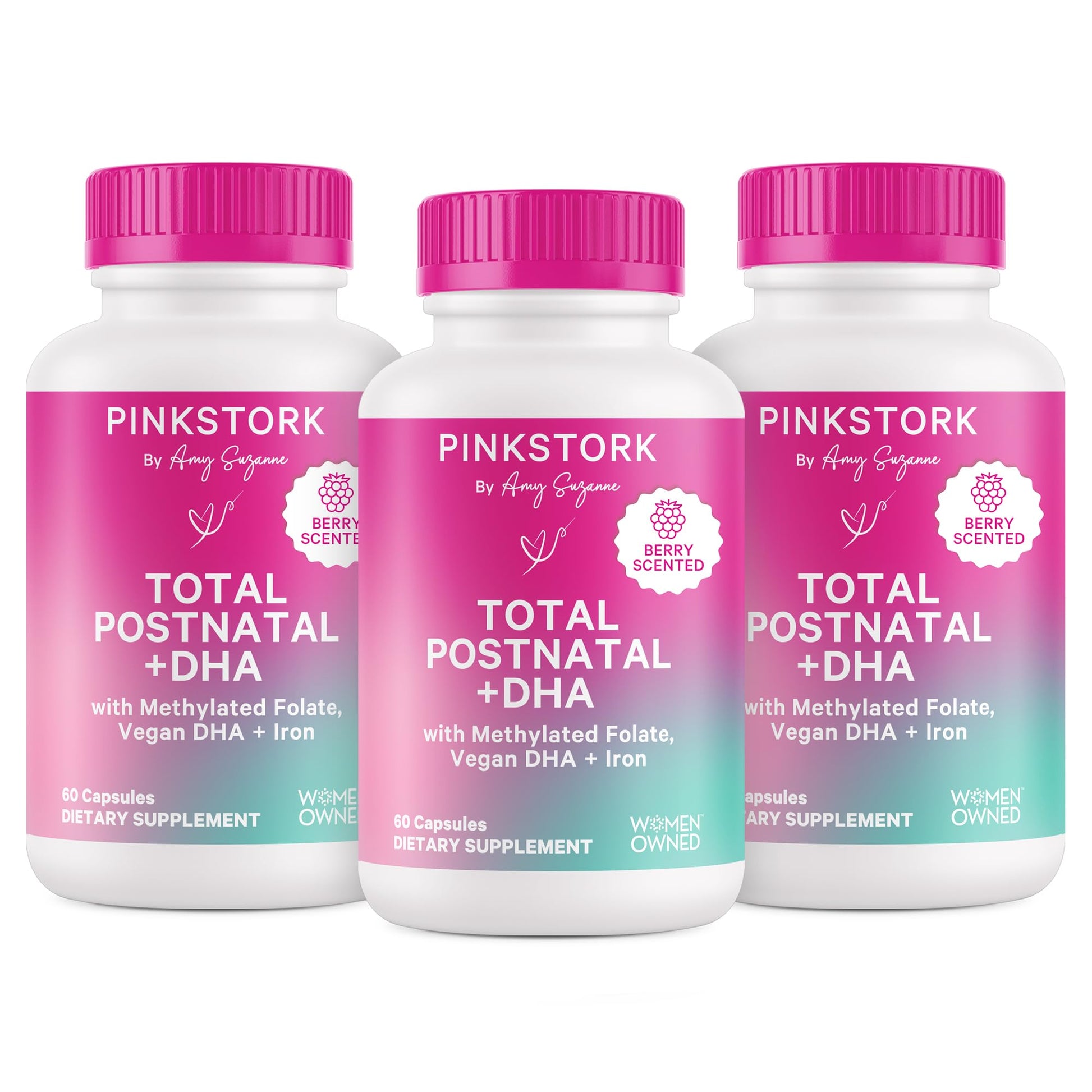 Pink Stork Total Postnatal Vitamins for Women with Vegan DHA, Iron, Folate, and Vitamin B12, Postpartum Recovery Essentials, Daily Supplement for Breastfeeding Moms - 1 Month Supply Nirvana Guru