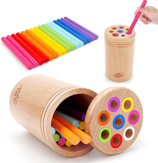 Montessori Toys for 1-3 Year Old: Wooden Learning Color Sorting Toys for Toddlers Age 1 2 3, Fine Motor Developmental Infants Sensory Matching Games, Busy Board 18 month old Baby Boys Girls Gifts nirvanaguru