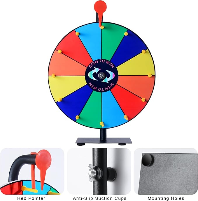 12 Slots Prize Wheel,12 Inch Prizes Spinner with Stand and Heavy Duty Base,Ruleta De Premios,Spin The Wheel for Fortune Spinning Game Carnival & Engaging Home Parties,Tradeshow. nirvanaguru