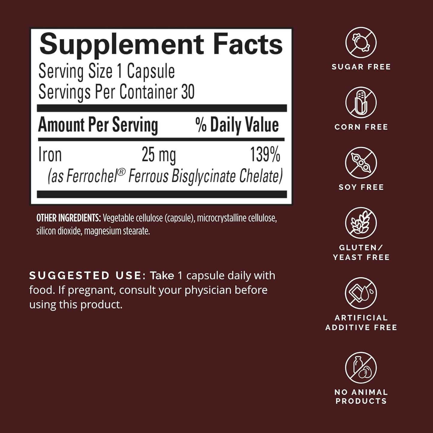BRAINMD Dr Amen Iron - 30 Capsules - Supports Energy Production, Cognitive Function & Gene Regulation - Gentle & Easily Absorbed - Gluten Free - 30 Servings Nirvana Guru