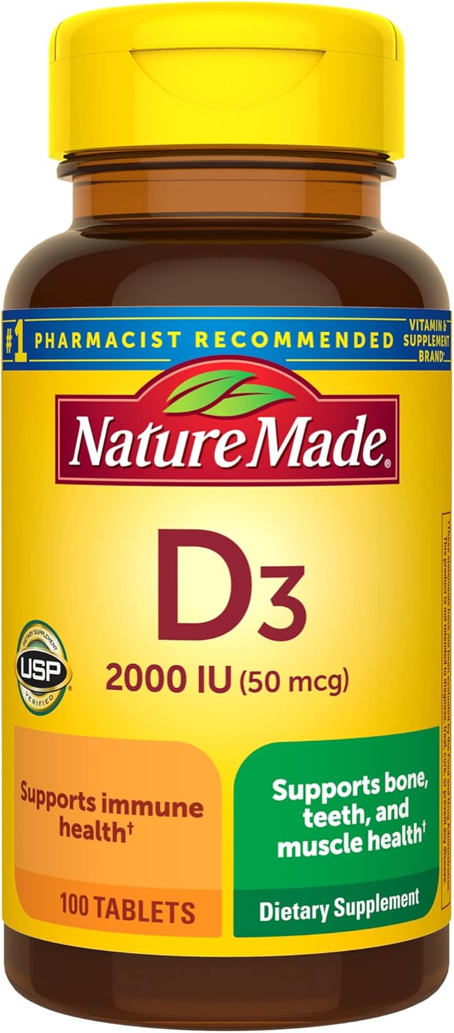 Nature Made Vitamin D3 2000 IU (50 mcg), Dietary Supplement for Bone, Teeth, Muscle and Immune Health Support, 400 Tablets, 400 Day Supply - Nirvana Guru