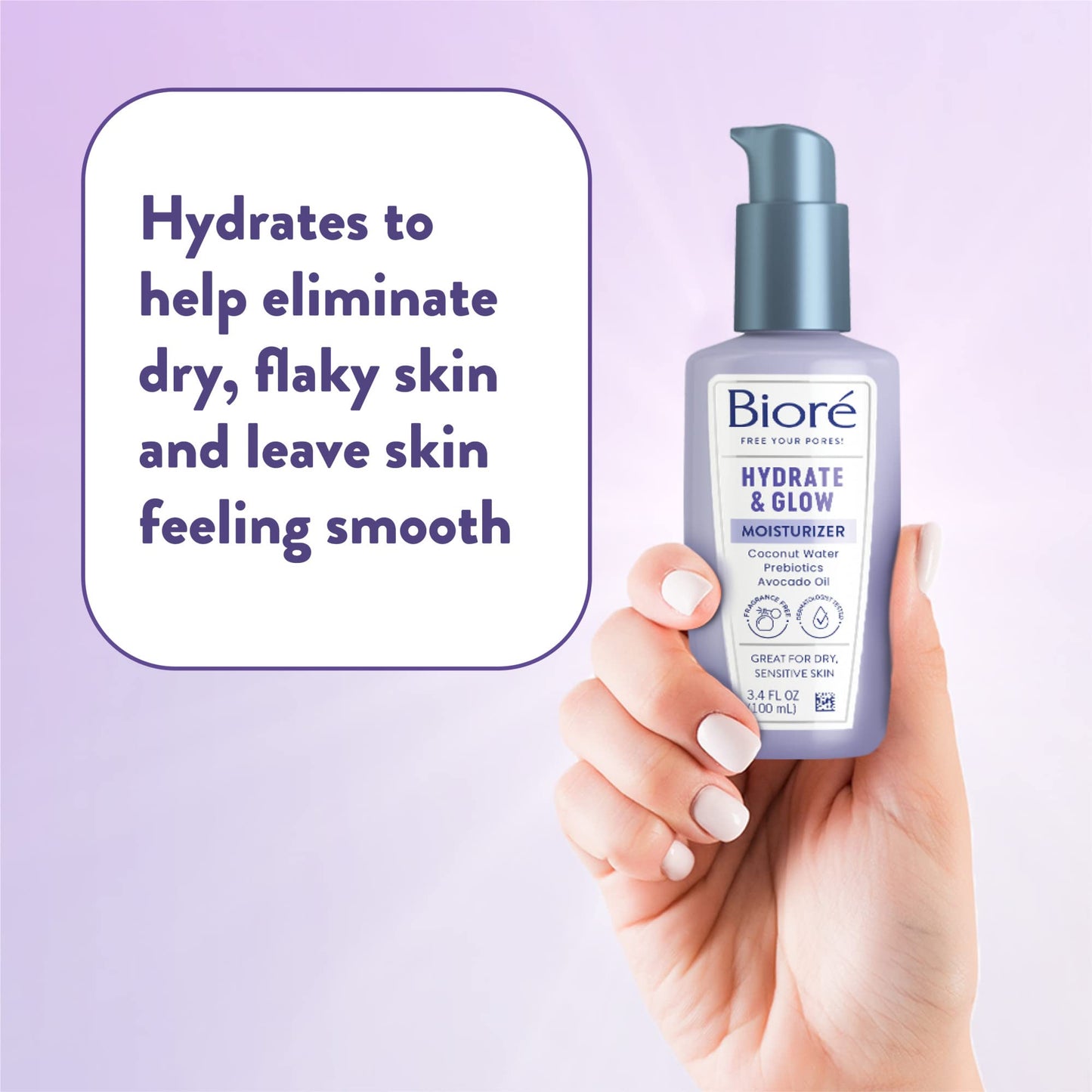 Biore Hydrate & Glow Face Serum for Dry, Sensitive Skin with Hyaluronic Acid, Prebiotics, Dermatologist Tested Face Serum, Fragrance Free, Vegan Friendly & Cruelty Free, Recyclable 1 oz Bottle Nirvana Guru