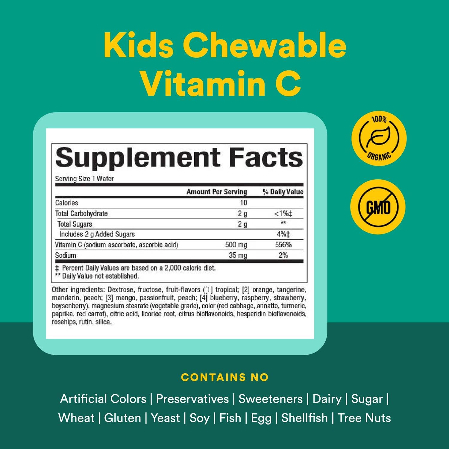 Natural Factors, Kids Chewable Vitamin C 500 mg, Supports Immune Health, Bones, Teeth and Gums, Tangy Orange, 180 Count (Pack of 1) - Nirvana Guru