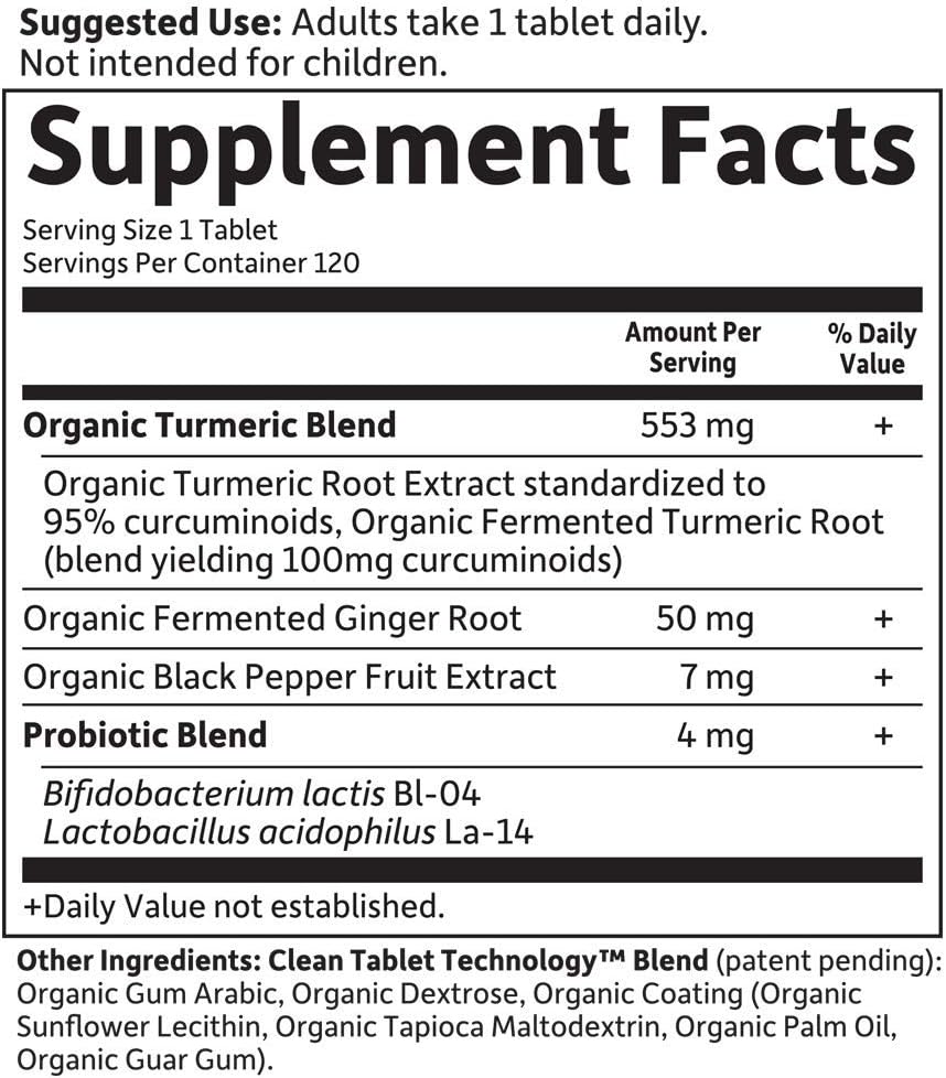 Garden of Life Organics Extra Strength Turmeric Inflammatory Response 120 Tablets-100Mg Curcumin (95% Curcuminoids) Black Pepper, Probiotics, Organic Non-GMO Vegan Gluten Free Herbal Supplement - Nirvana Guru