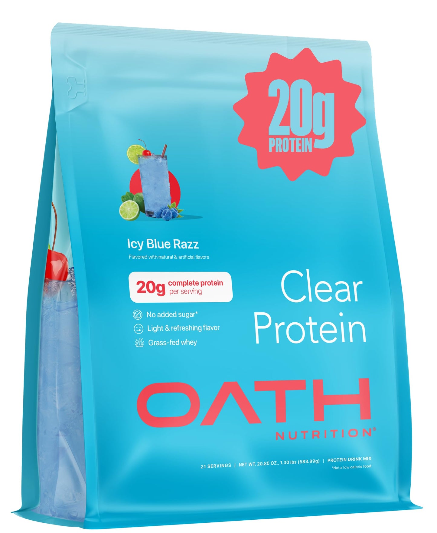Clear Whey Isolate Protein Powder, Frosty Lemonade, 20g Complete Protein per Serving, No Added Sugar, Grass-Fed, 21 Servings Nirvana Guru