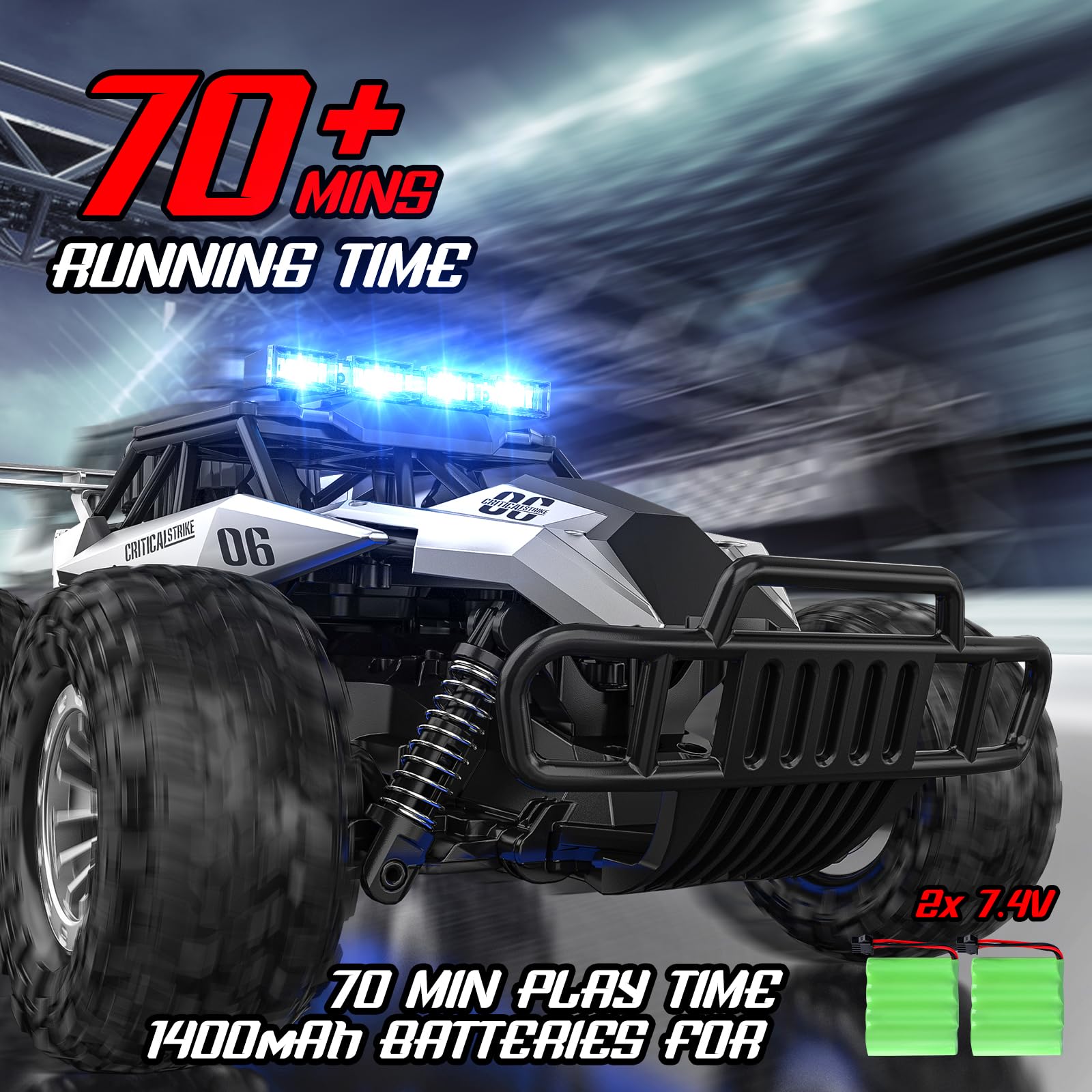BLUEJAY Remote Control Car, 2.4GHz High Speed 33KM/H RC Cars Toys, 1:12 Monster RC Truck Off Road with LED Headlight and Rechargeable Battery Gifts for Adults Boys 8-12 Nirvana Guru