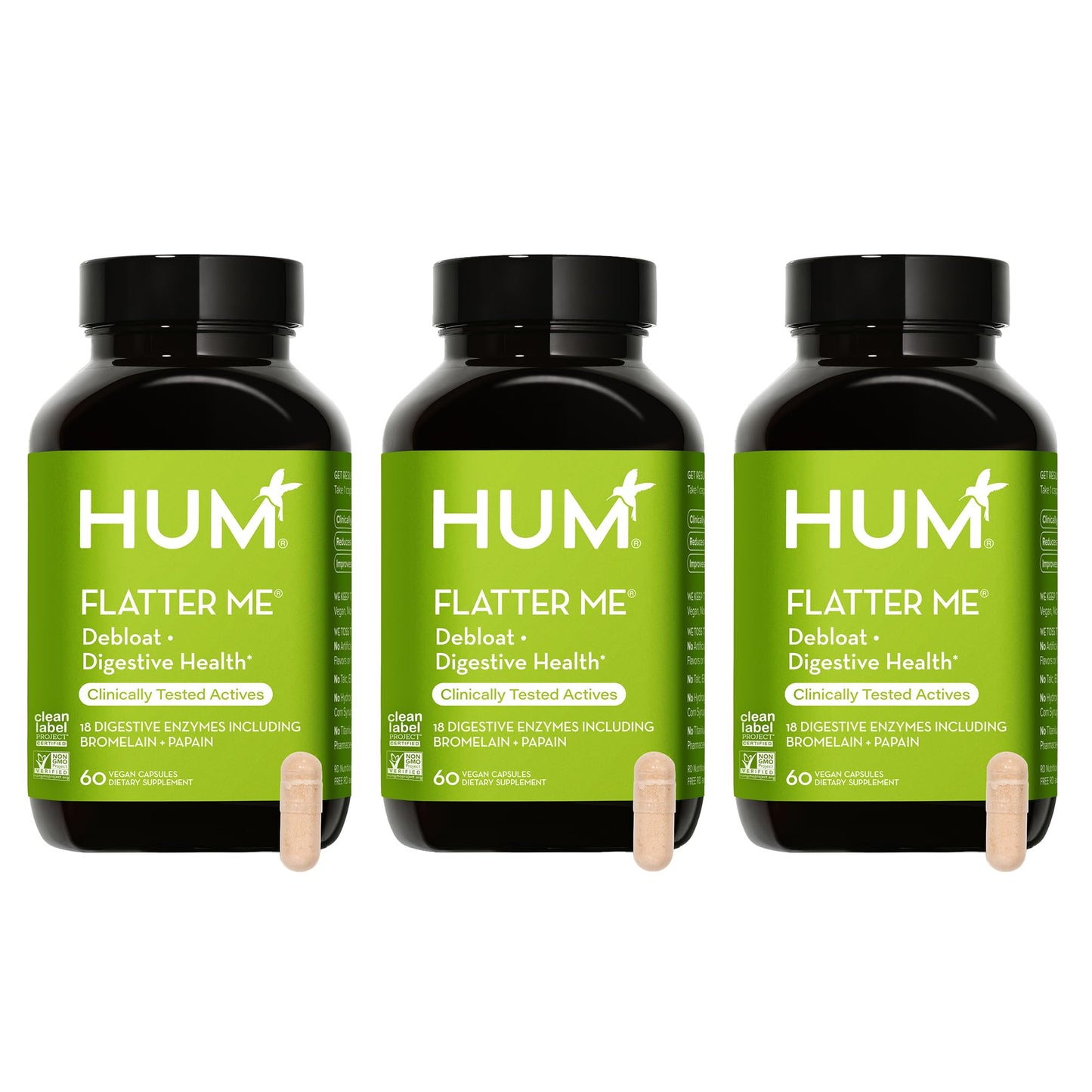 HUM Flatter Me Digestive Enzymes Bloating Supplement - Fast-Acting Bloat Relief for Digestive Health & Debloating Multi Enzyme | Bloat Pills, Anti Bloat Pills, Vegan 60 Servings Nirvana Guru