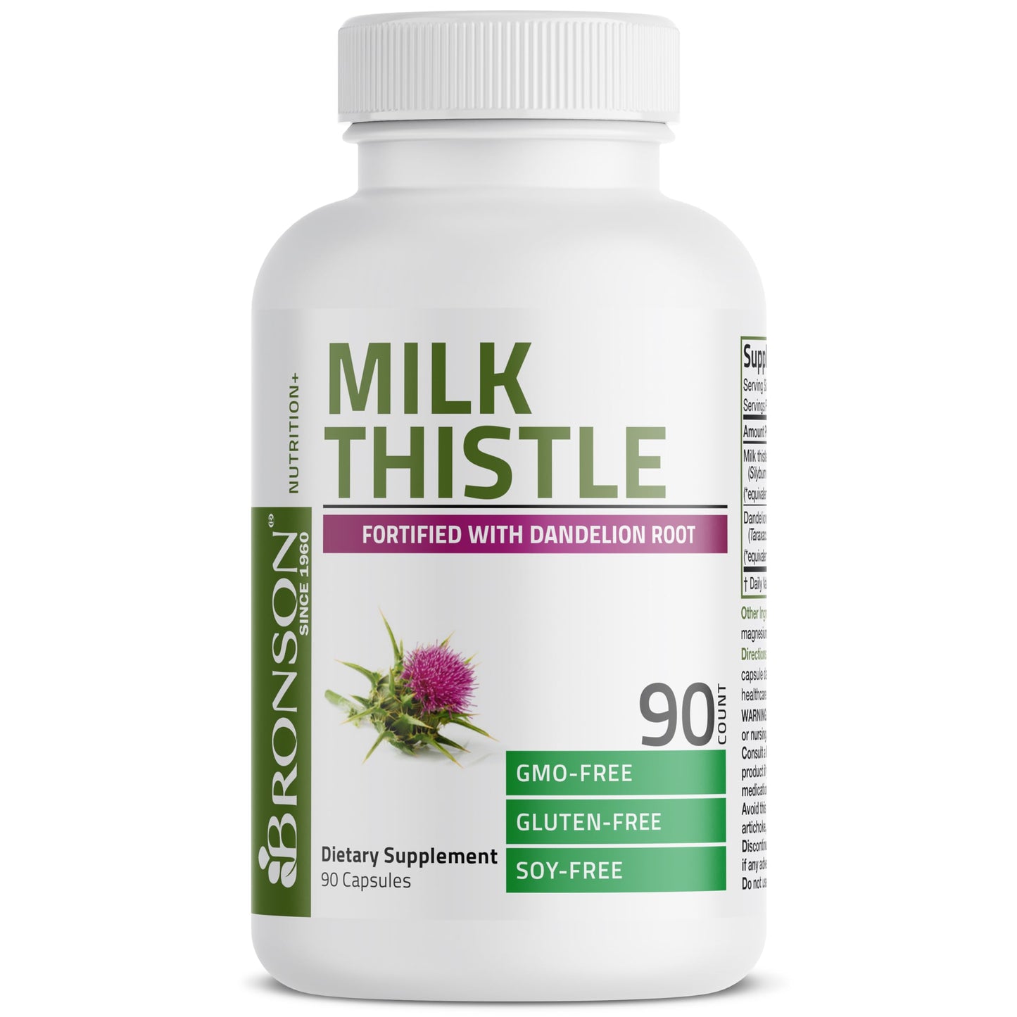 Bronson Milk Thistle Silymarin Marianum & Dandelion Root Liver Health Support, Antioxidant Support, Detox, 120 Capsules