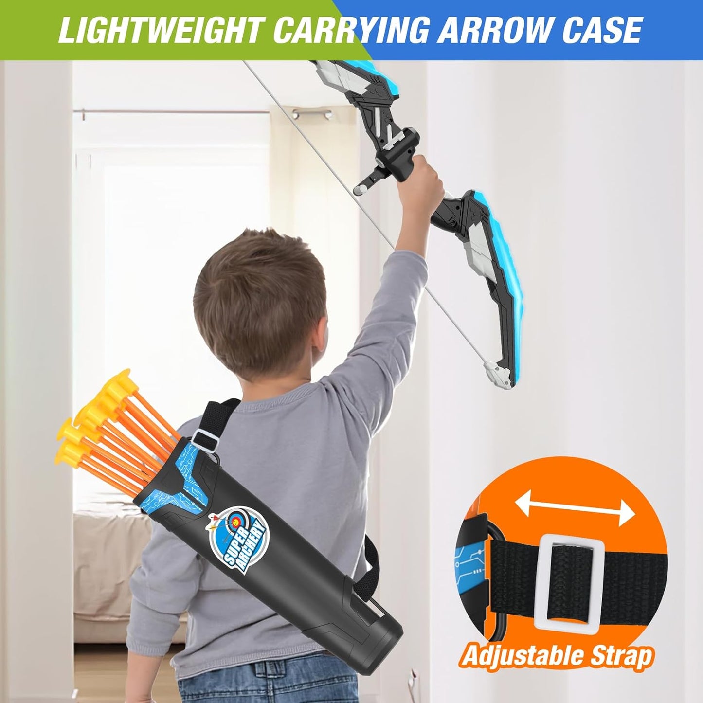 2 Pack Bow and Arrow for Kids, LED Light Up Archery Set with 24 Suction Cup Arrows, 1 Standing Target, 6 Score Targets & 2 Quiver, Indoor Outdoor Sport Gifts for Boys Girls Ages 4-8 Nirvana Guru