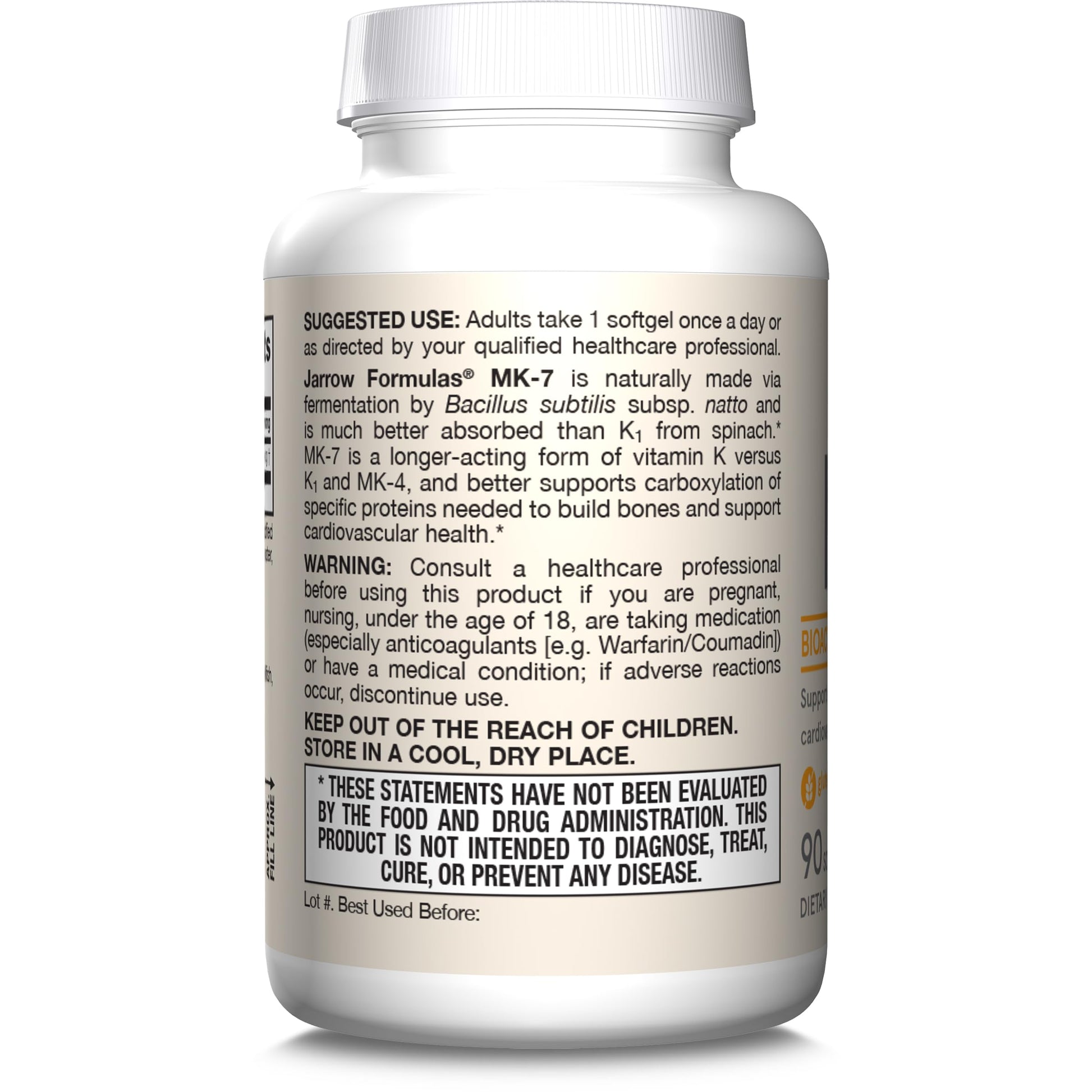 Jarrow Formulas MK-7 90 mcg - Bioactive Form of Vitamin K2 - 120 Servings (Softgels) - For Bone & Cardiovascular Health - Vitamin K2 MK-7 Dietary Supplement - K2 Vitamin Supplement MK-7 - Gluten Free - Nirvana Guru