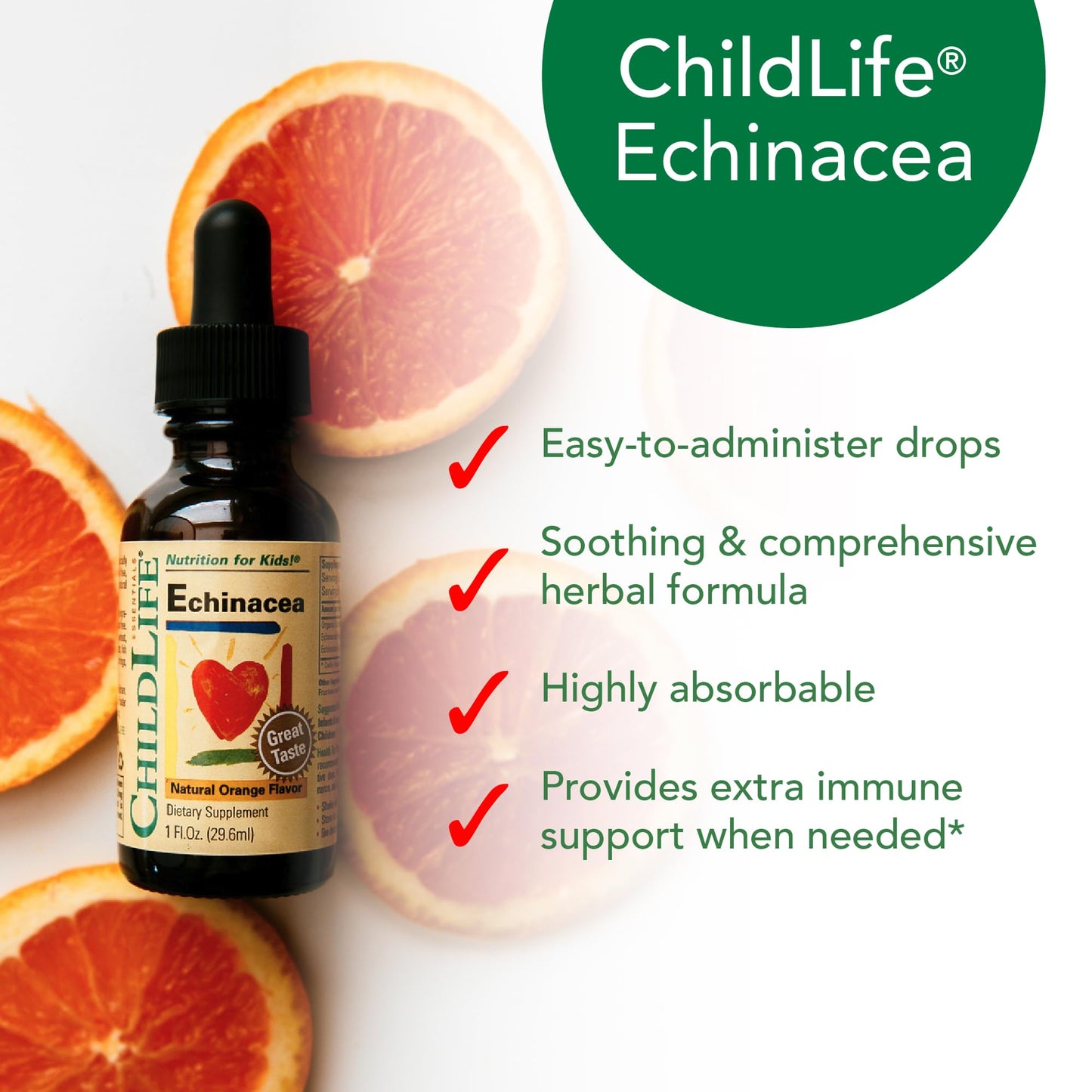 CHILDLIFE ESSENTIALS Echinacea for Kids - Kids Echinacea Drops, Liquid Tincture, Alcohol Free Supplement for Babies, Toddlers, Children - Natural Orange, 1 Fl Oz (Pack of 1) - Nirvana Guru