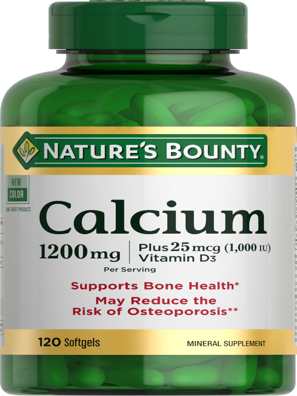 Nature's Bounty Calcium 1200 mg with Vitamin D3 - Bone Health Softgels, Calcium and Vitamin D Supplement, 120 ct (Pack of 1)