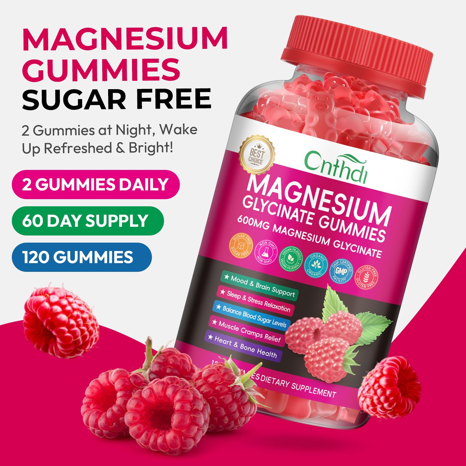 Magnesium Glycinate Gummies 600mg, High Absorption Magnesium Gummies with L-Threonate, Calcium, Vitamin B6, D3, Sugar Free Chews for Adults & Kids Relaxation, Stress Relief, Night Rest Nirvana Guru