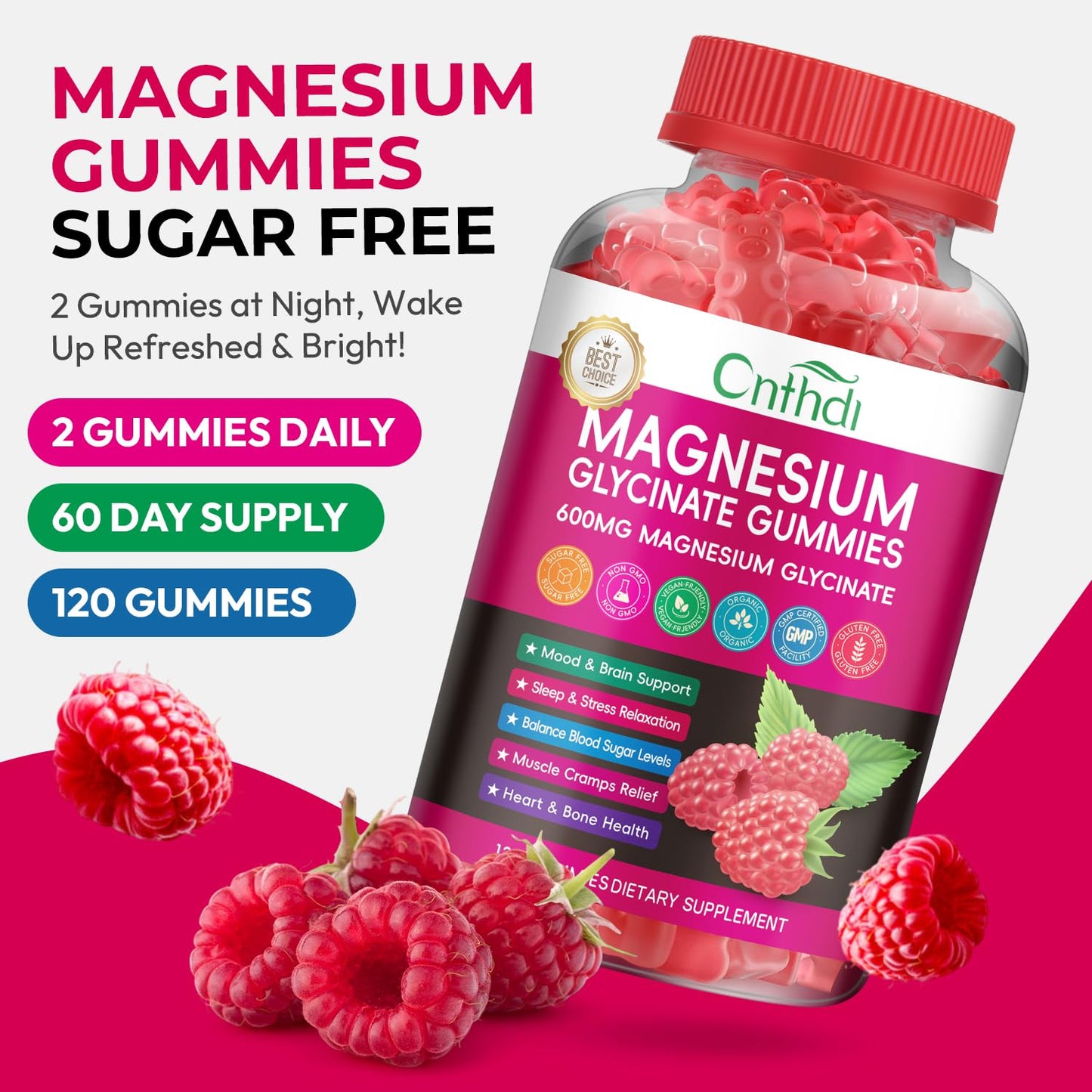Magnesium Glycinate Gummies 600mg, High Absorption Magnesium Gummies with L-Threonate, Calcium, Vitamin B6, D3, Sugar Free Chews for Adults & Kids Relaxation, Stress Relief, Night Rest Nirvana Guru