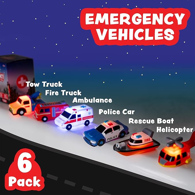 Tub Works® Emergency™ Cars Light Up Bath Toys, 6 Pack | Water-Activated Light Up Toys Flash & Change Color | Soft, Squeezable Baby & Toddler Bath Toys | Sensory Toys with Bath Lights for Kids Bath nirvanaguru