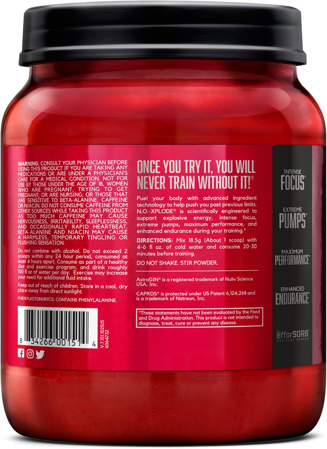 BSN N.O.-XPLODE Pre Workout Powder, Energy Supplement for Men and Women with Creatine and Beta-Alanine, Flavor: Fruit Punch, 30 Servings Nirvana Guru