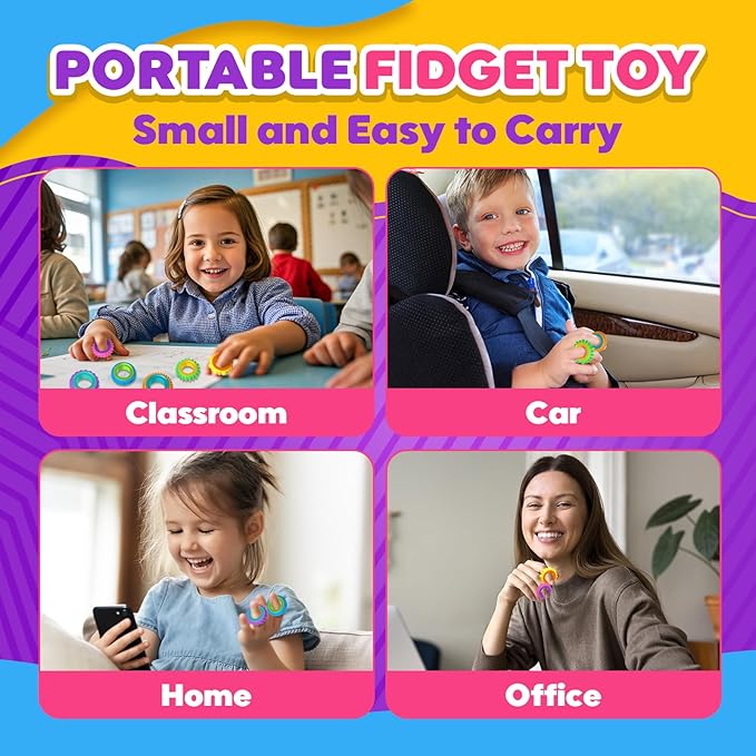 Fidget Toys Sensory Rings for Kids: 12 Pack Finger Spinner Rings - Texture Stress Toys for Kids Autism Calming - Fun Fidgets for Student Classroom Prize Stocking Stuffers nirvanaguru