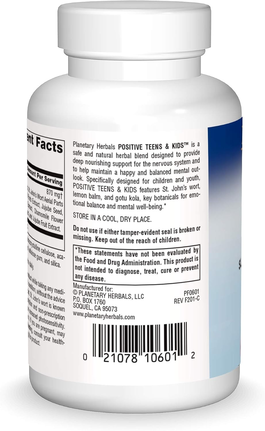 Planetary Herbals Positive Teens & Kids 435mg, Supports Emotional Well-Being,120 Tablets - Nirvana Guru