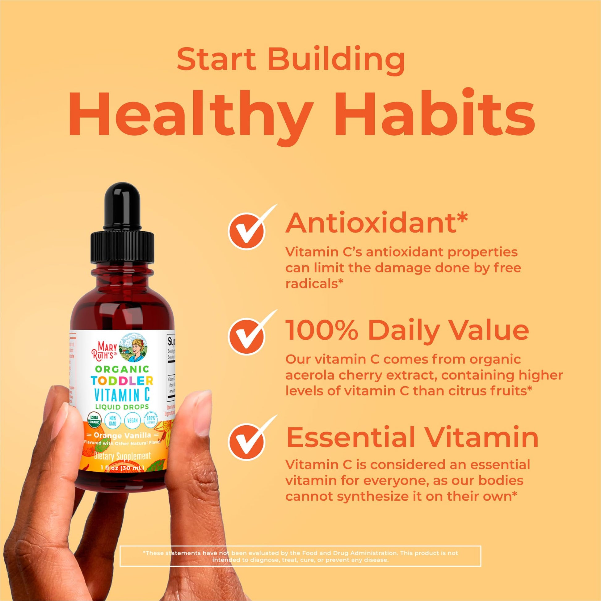 MaryRuth Organics Toddler Vitamin C Drops | USDA Organic Vitamin C Liquid Drops for Toddler | Ages 1-3 Years | Vitamin for Immune Support & Overall Health | Vegan | Non-GMO | Gluten Free | 30 Servings - Nirvana Guru